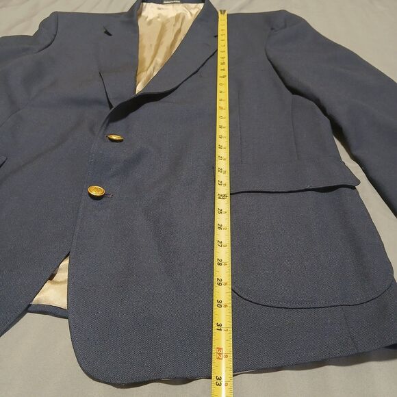 Mens 48R Navy Gold 2 Button Blazer Sport Coat Johnny Bench MVP USA Preppy Formal - Picture 9 of 15